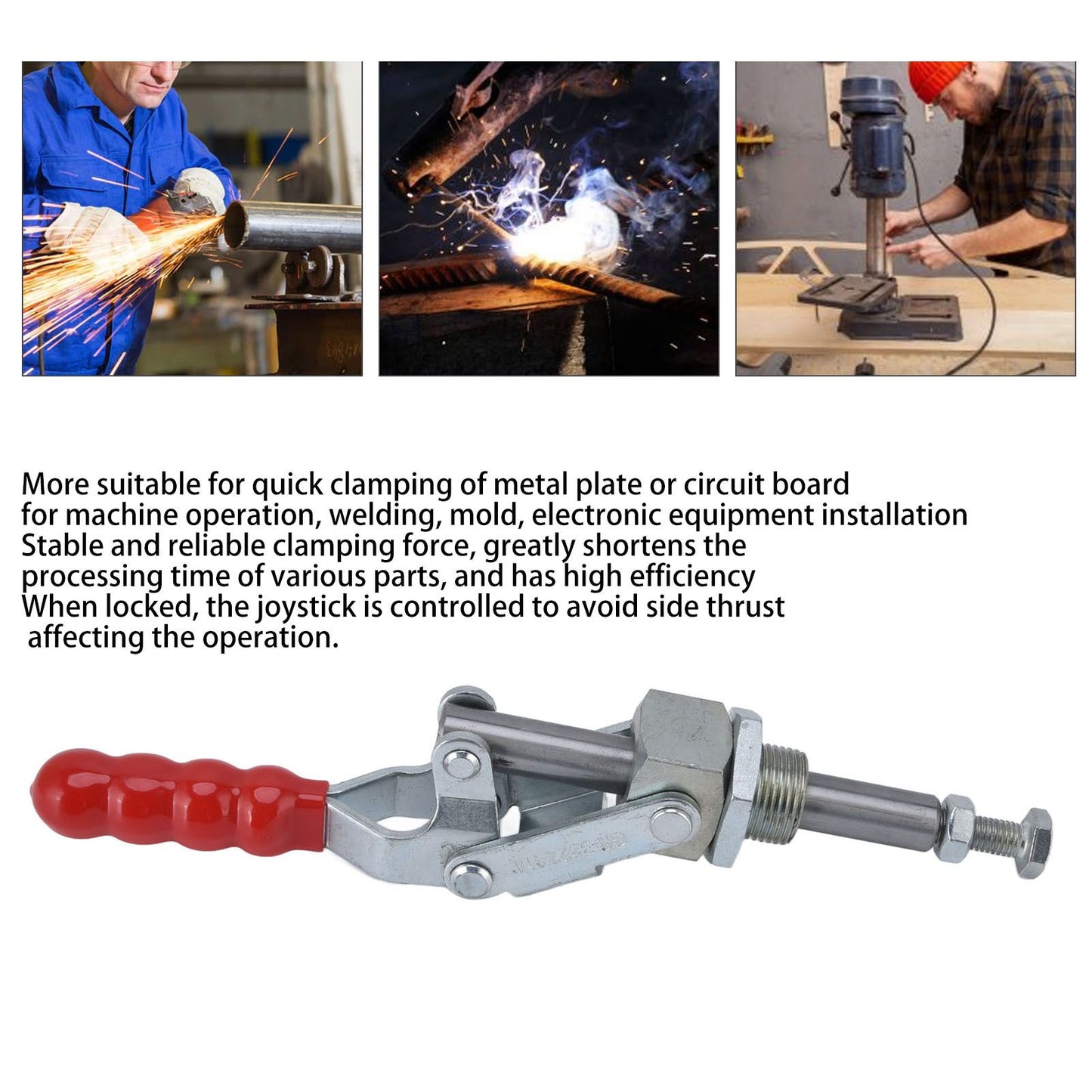 Push Pull Fixture Clamp 701lb Holding Capacity and 180 degrees Handle Opens Quick Release Inline Toggle Clamp V1294-YM0523-3114220026611
