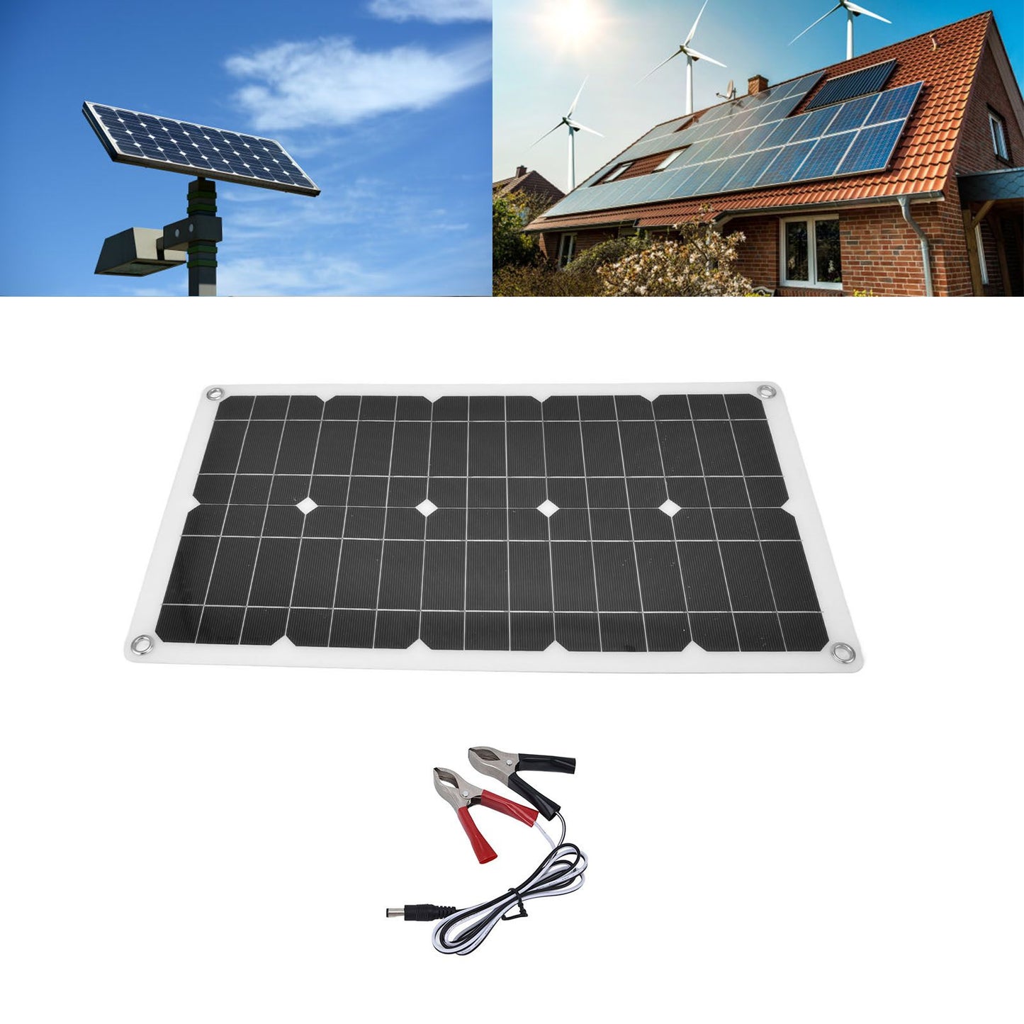 18V 100W Solar Panel Waterproof Solar Charging Panel Outdoor Battery Charger for Household Car Boat V1294-YM0523-3114220026911