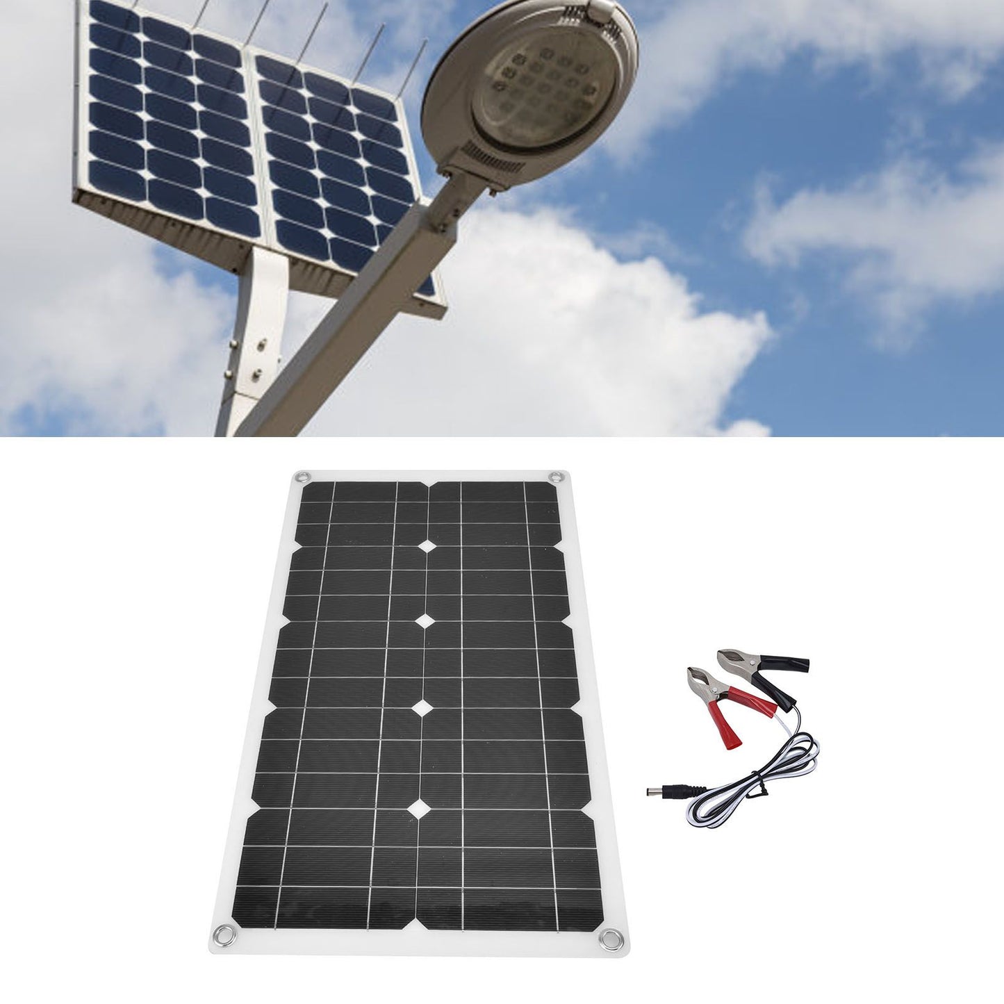 18V 100W Solar Panel Waterproof Solar Charging Panel Outdoor Battery Charger for Household Car Boat V1294-YM0523-3114220026911