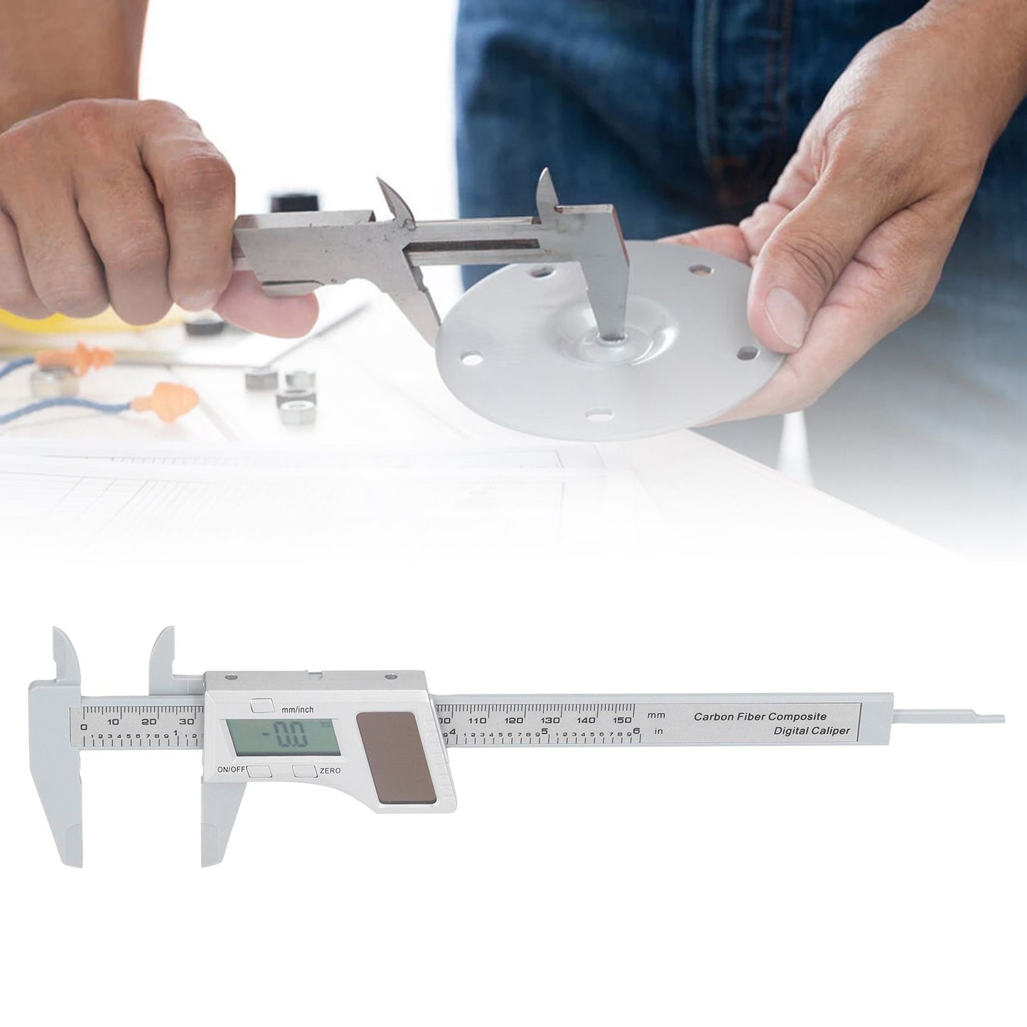 Solar Plastic Caliper 0-150mm Electronic Digital Display Caliper for Engineering Surveying Angle Measurement V1294-YM0523-3114220027411