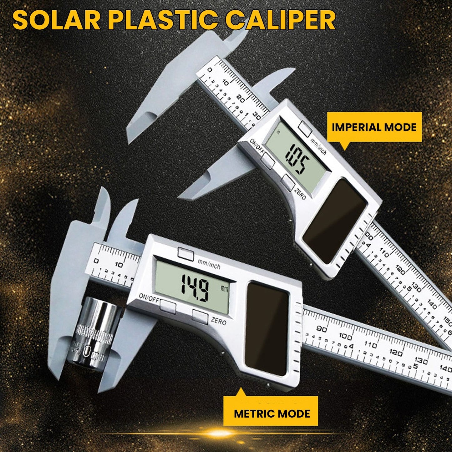 Solar Plastic Caliper 0-150mm Electronic Digital Display Caliper for Engineering Surveying Angle Measurement V1294-YM0523-3114220027411