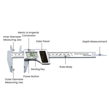 Solar Plastic Caliper 0-150mm Electronic Digital Display Caliper for Engineering Surveying Angle Measurement V1294-YM0523-3114220027411