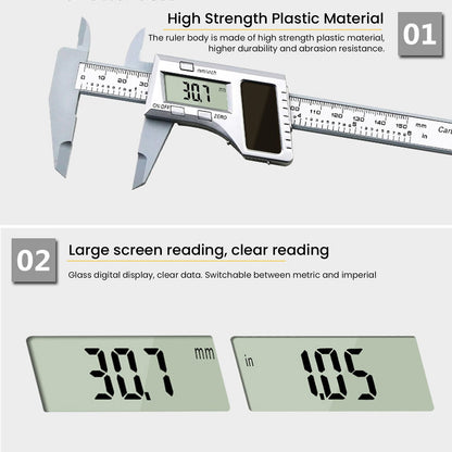 Solar Plastic Caliper 0-150mm Electronic Digital Display Caliper for Engineering Surveying Angle Measurement V1294-YM0523-3114220027411