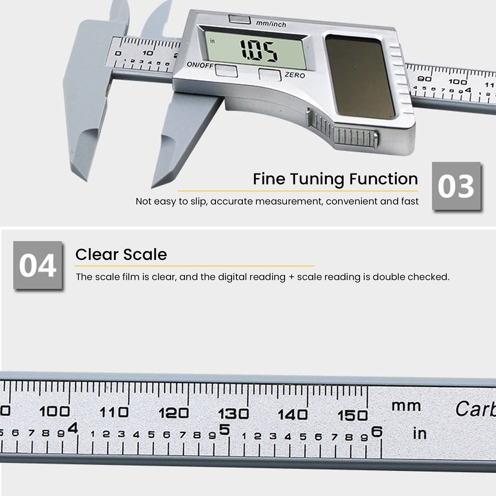 Solar Plastic Caliper 0-150mm Electronic Digital Display Caliper for Engineering Surveying Angle Measurement V1294-YM0523-3114220027411