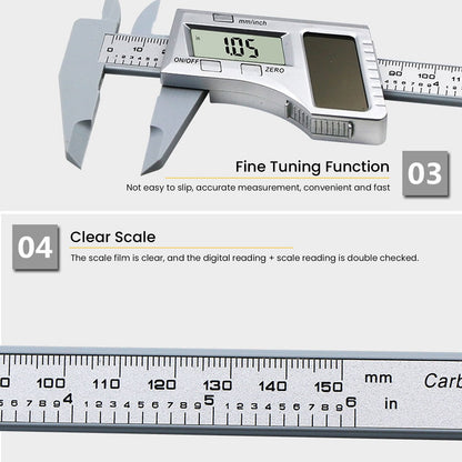 Solar Plastic Caliper 0-150mm Electronic Digital Display Caliper for Engineering Surveying Angle Measurement V1294-YM0523-3114220027411