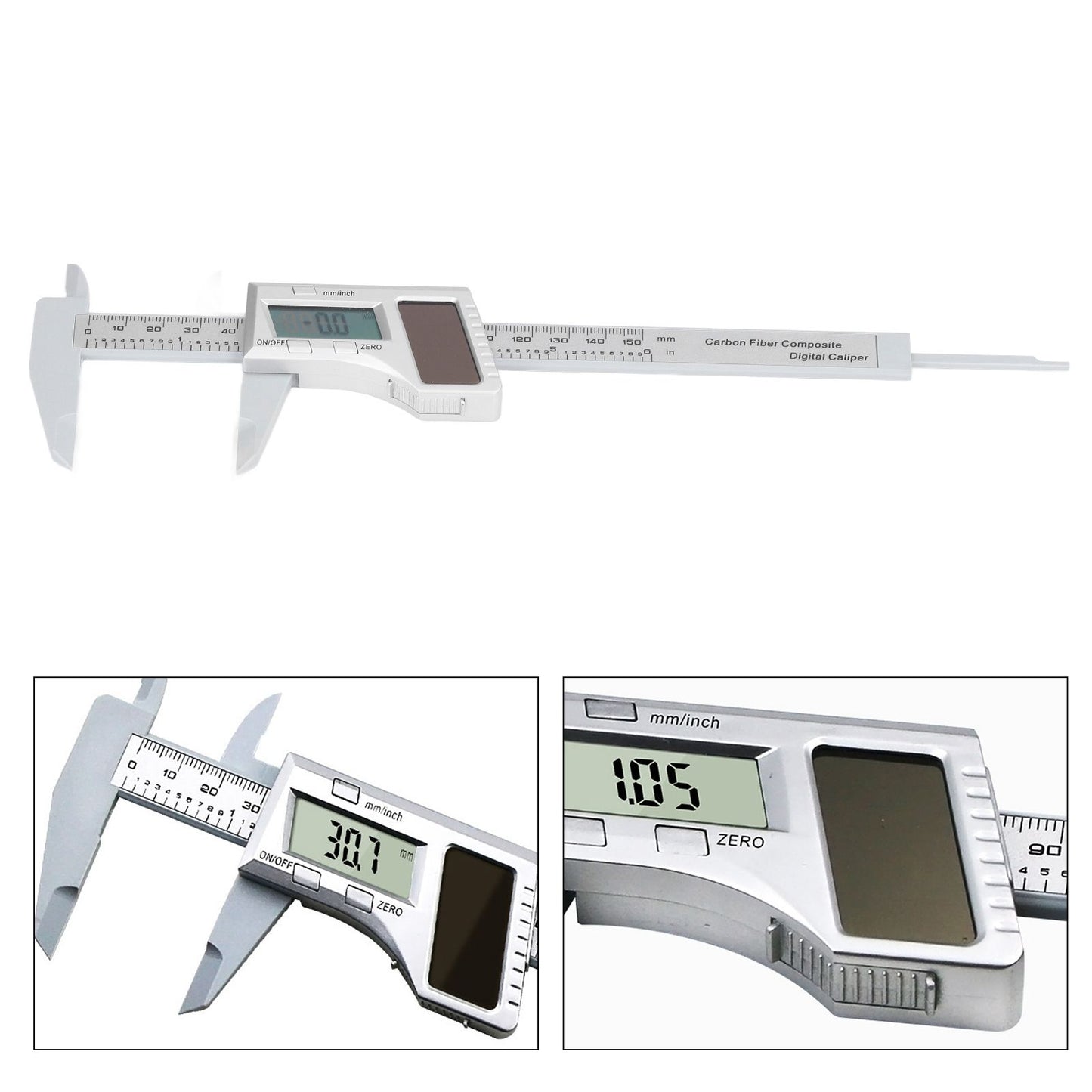 Solar Plastic Caliper 0-150mm Electronic Digital Display Caliper for Engineering Surveying Angle Measurement V1294-YM0523-3114220027411