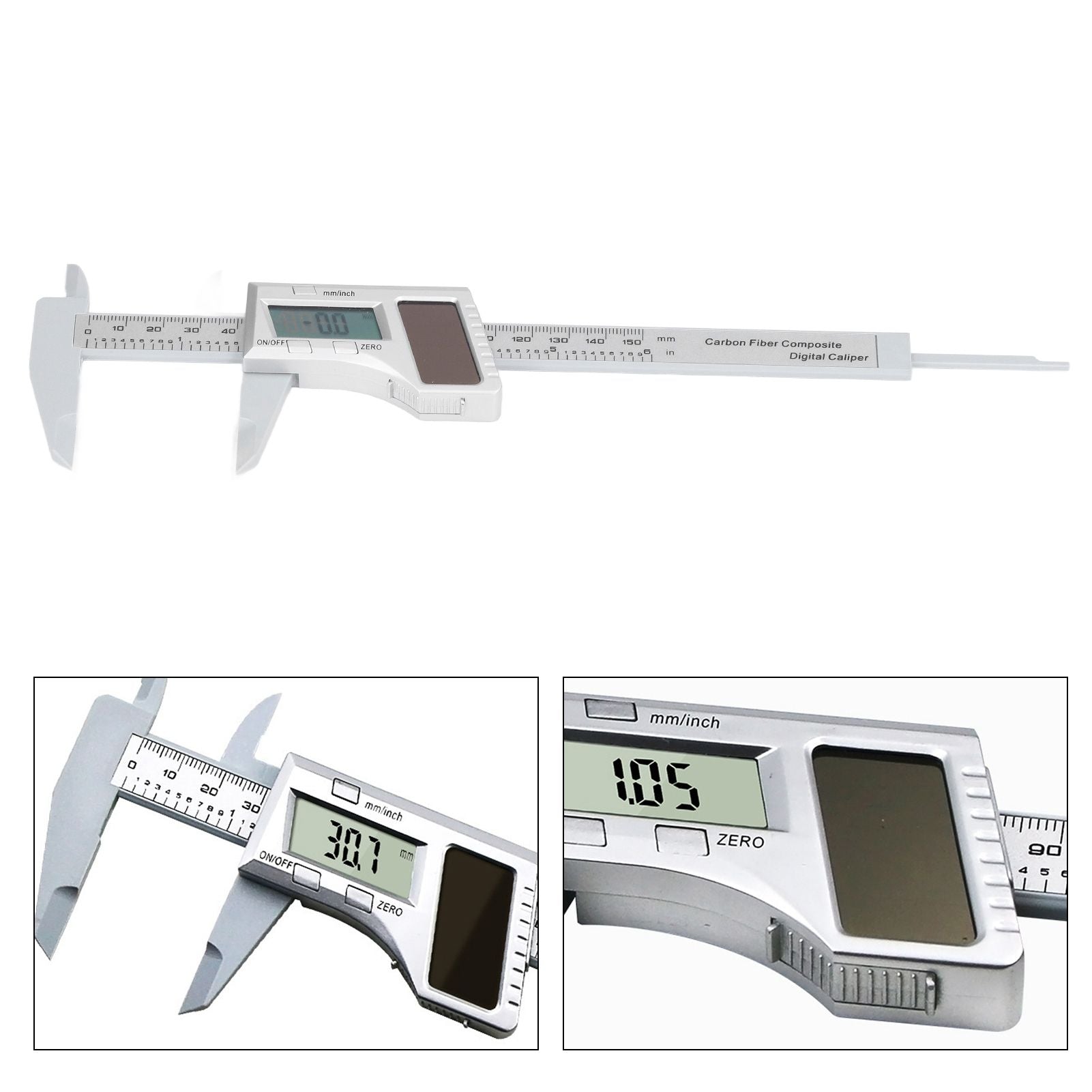 Solar Plastic Caliper 0-150mm Electronic Digital Display Caliper for Engineering Surveying Angle Measurement V1294-YM0523-3114220027411