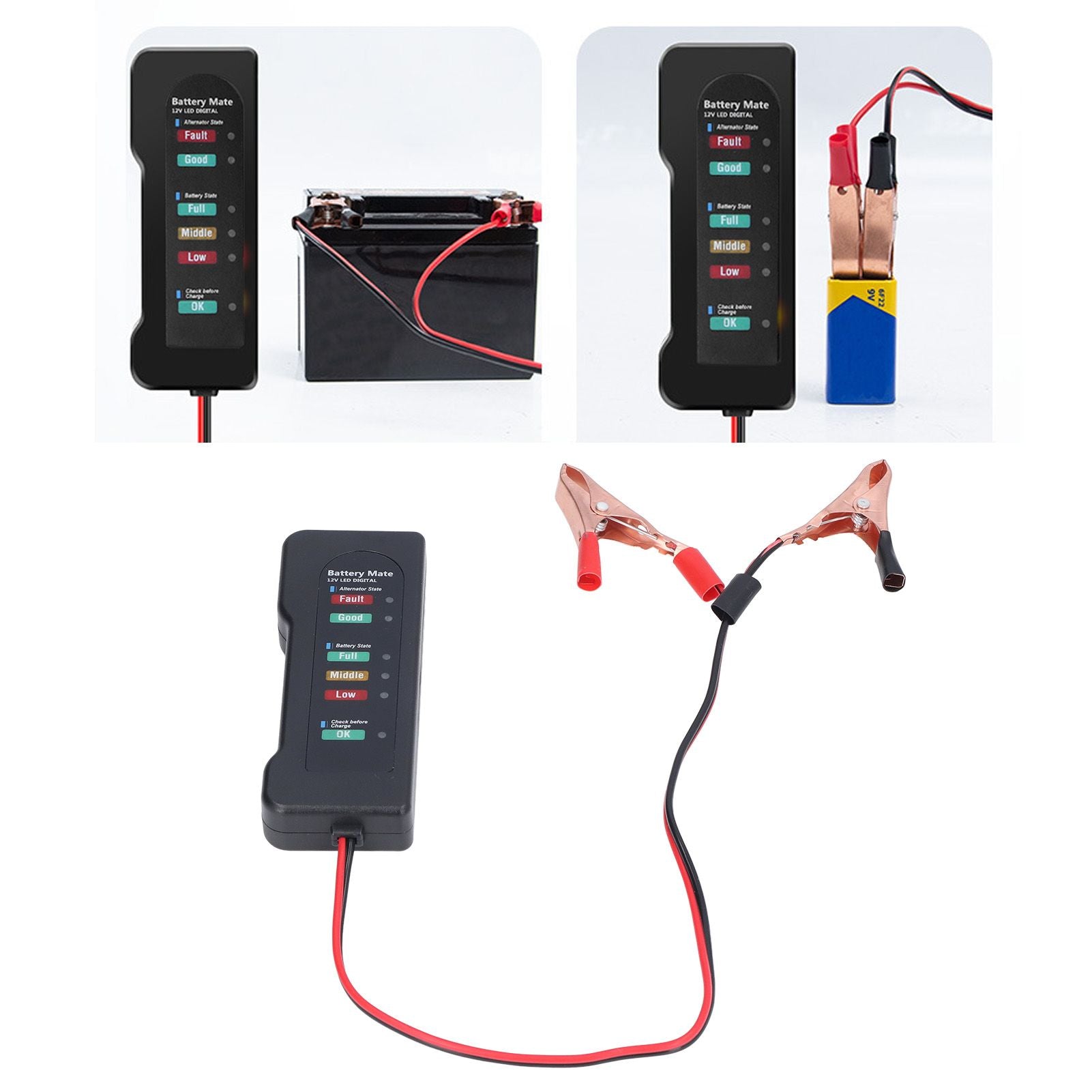 Car Battery Tester 12V Battery Analyzer Reverse Protection Function Good Electrical Conductivity High V1294-YM0523-3114220027511