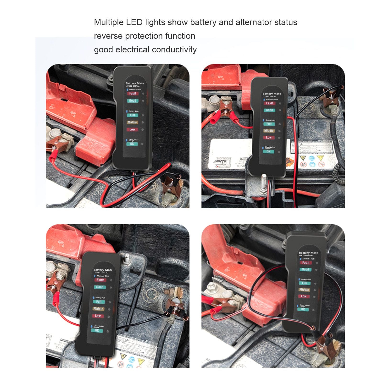 Car Battery Tester 12V Battery Analyzer Reverse Protection Function Good Electrical Conductivity High V1294-YM0523-3114220027511