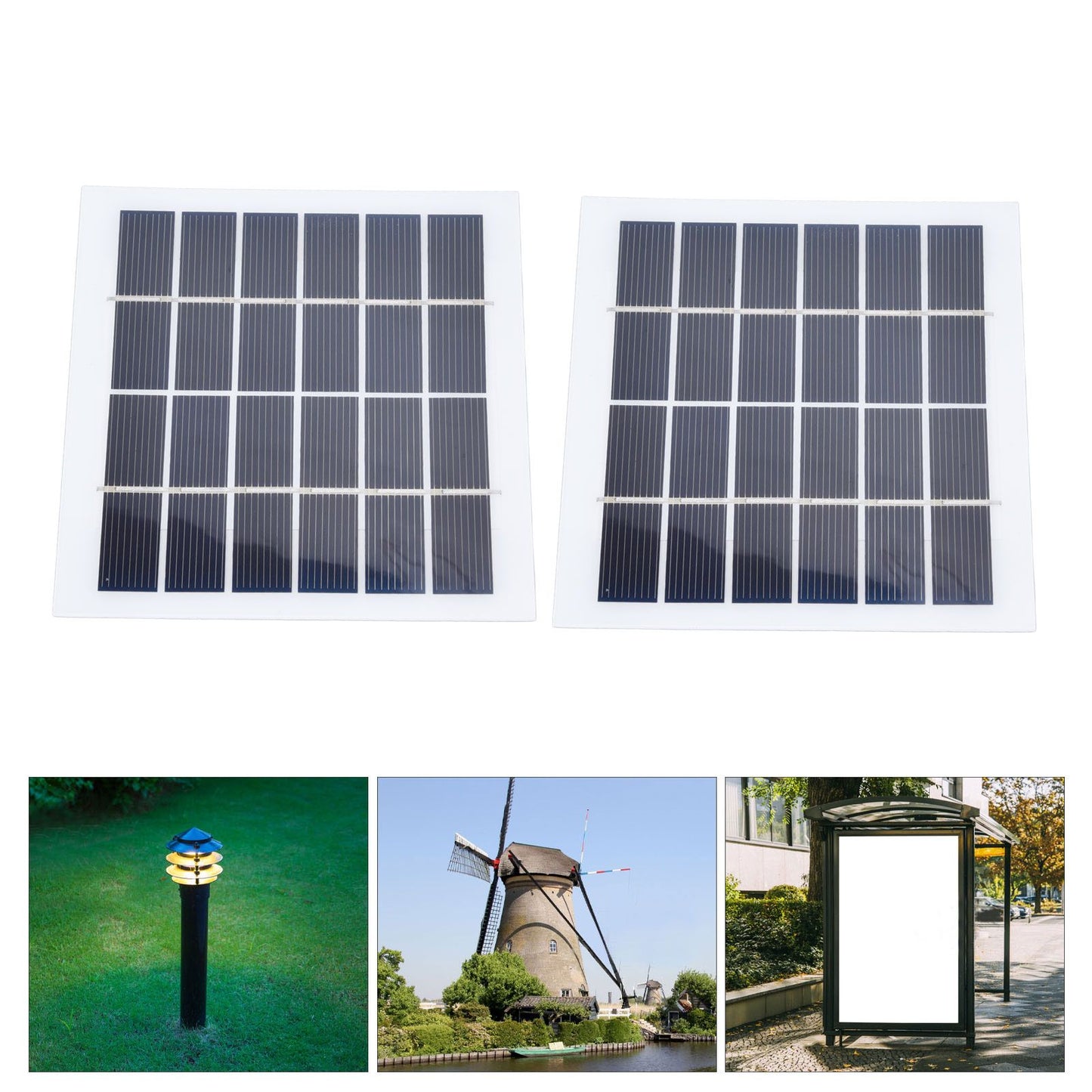 2 Pcs Portable Solar Panel 2W 6V Mini Solar Cells High Conversion Efficiency for Household Lighting System V1294-YM0523-3114220027811