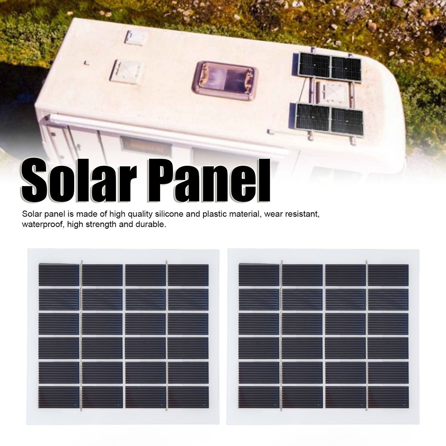 2 Pcs Portable Solar Panel 2W 6V Mini Solar Cells High Conversion Efficiency for Household Lighting System V1294-YM0523-3114220027811