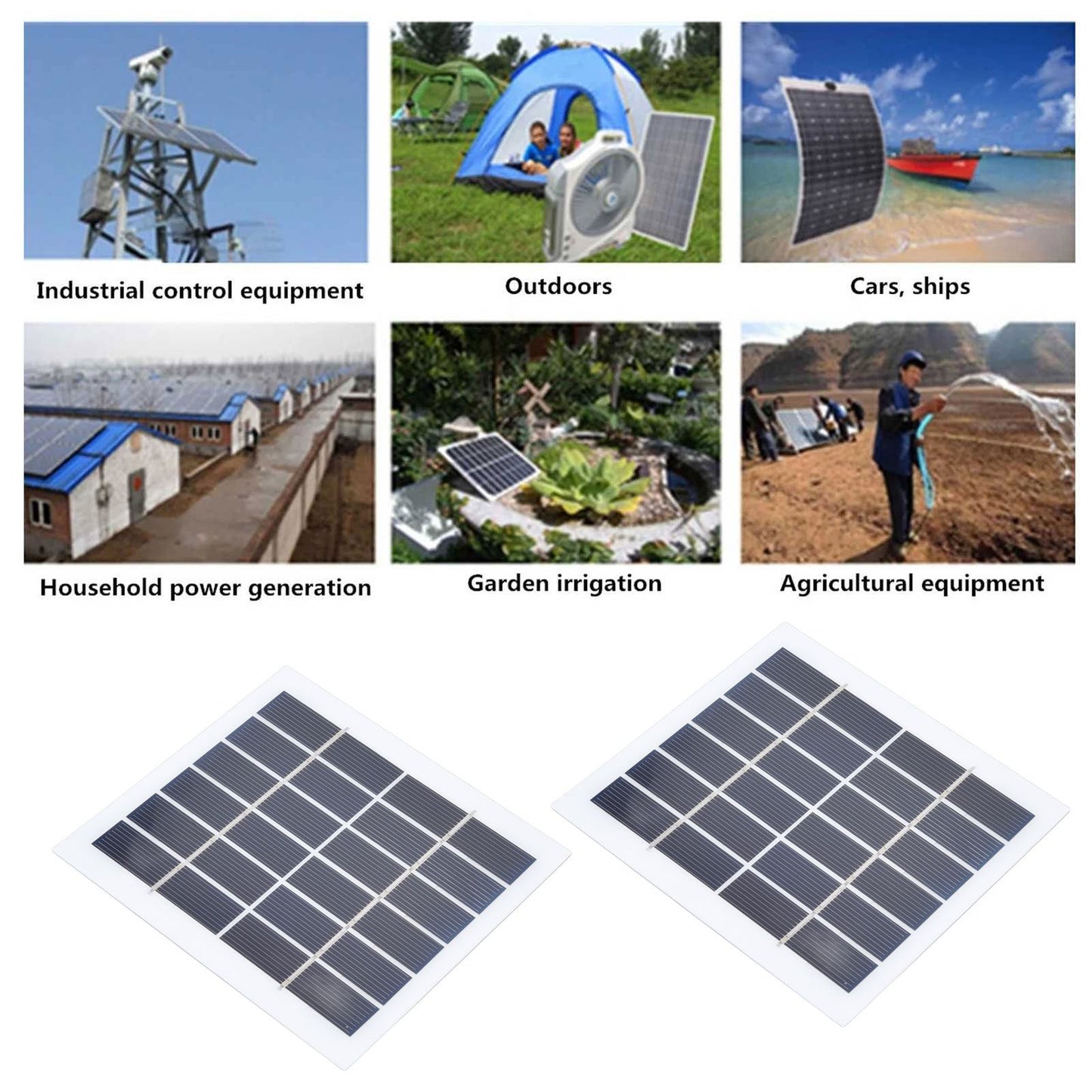 2 Pcs Portable Solar Panel 2W 6V Mini Solar Cells High Conversion Efficiency for Household Lighting System V1294-YM0523-3114220027811