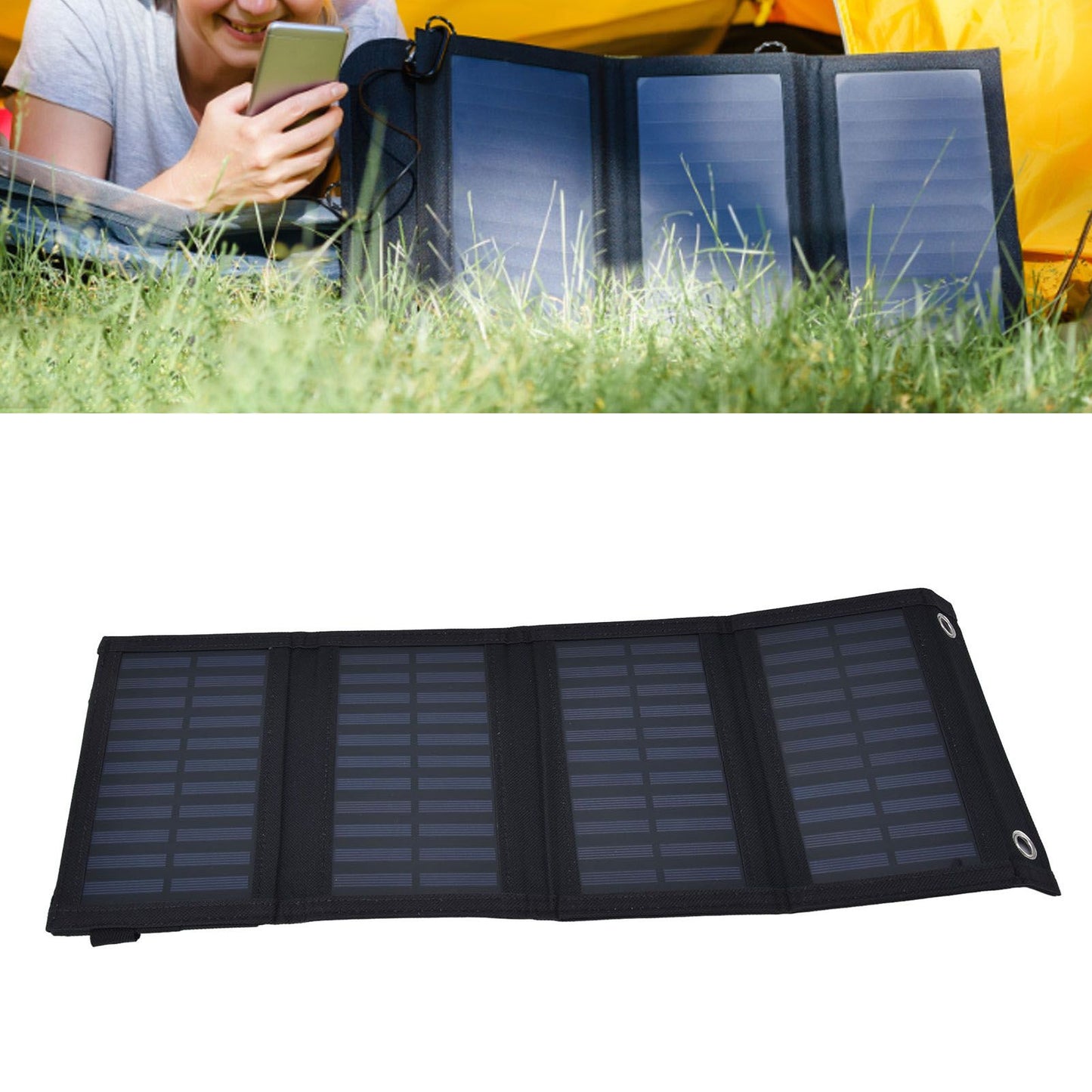 20W Solar Charger 2A 5V High Conversion Rate Solar 4 Folding Bag with USB Output Waterproof Solar Charger for V1294-YM0523-3114220028211