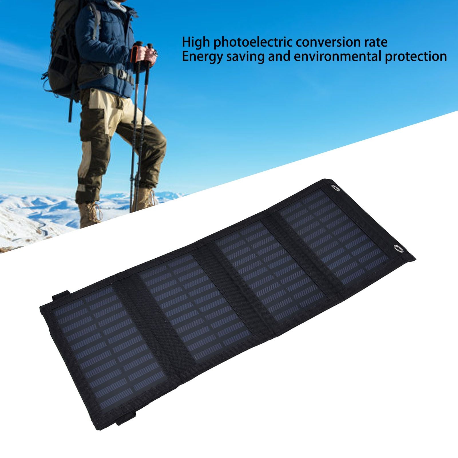 20W Solar Charger 2A 5V High Conversion Rate Solar 4 Folding Bag with USB Output Waterproof Solar Charger for V1294-YM0523-3114220028211