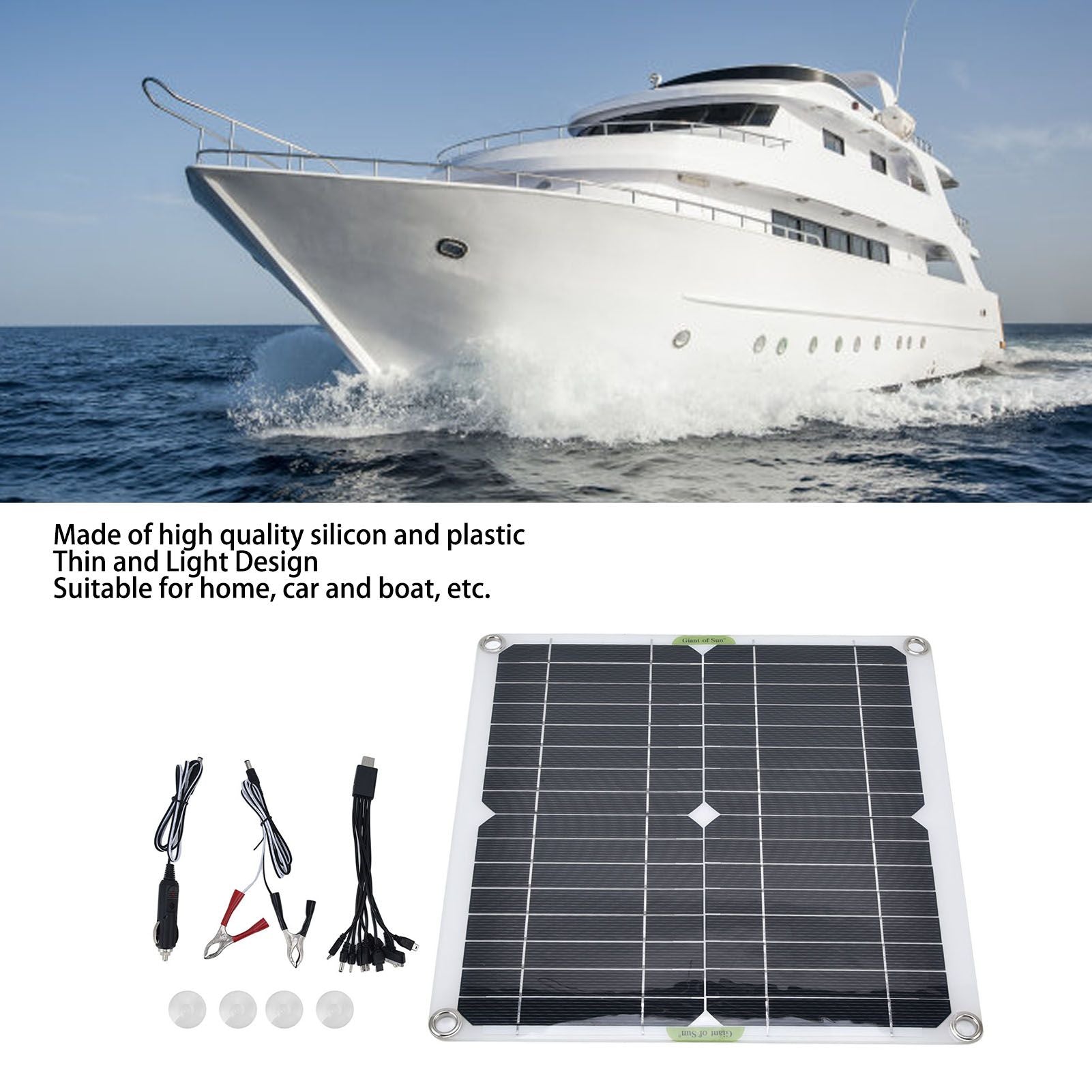 Portable Solar Panel 200W 5V Waterproof Lightweight Thin Design Solar Charger Board for Household Car Ship V1294-YM0523-3114220028411