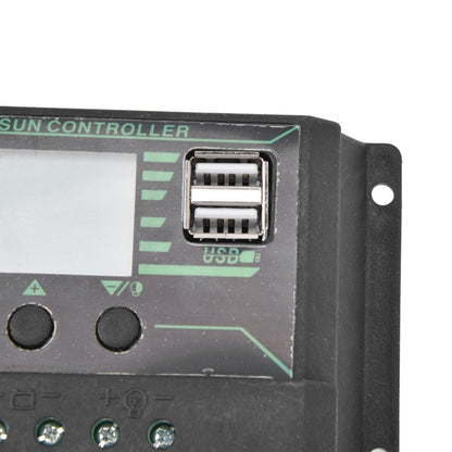 Solar Charge Discharge Controller Adjustable LCD Display PWM Dual USB Photovoltaic MPPT Solar Panel Regulator V1294-YM0523-3114220028511