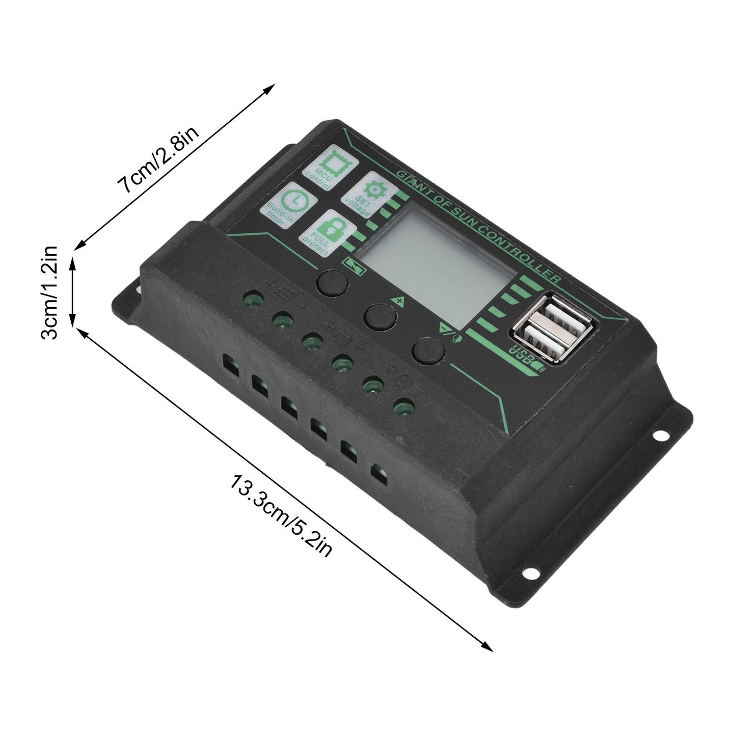 Solar Charge Discharge Controller Adjustable LCD Display PWM Dual USB Photovoltaic MPPT Solar Panel Regulator V1294-YM0523-3114220028511
