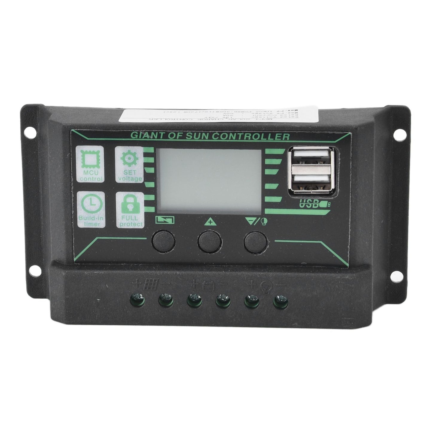 Solar Charge Discharge Controller Adjustable LCD Display PWM Dual USB Photovoltaic MPPT Solar Panel Regulator V1294-YM0523-3114220028512