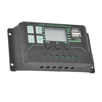 Solar Charge Discharge Controller Adjustable LCD Display PWM Dual USB Photovoltaic MPPT Solar Panel Regulator V1294-YM0523-3114220028512