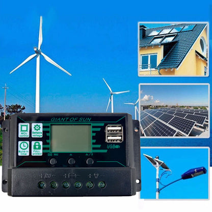 Solar Charge Discharge Controller Adjustable LCD Display PWM Dual USB Photovoltaic MPPT Solar Panel Regulator V1294-YM0523-3114220028512