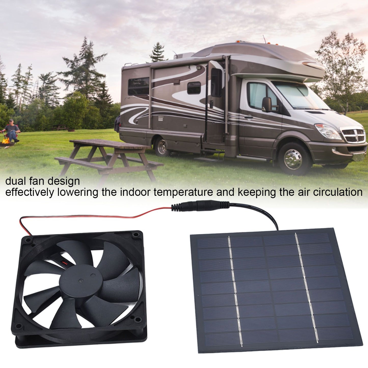 Solar Powered Exhaust Fan 10W Single Fan Waterproof Solar Panel Fan Kit for Chicken Coops Greenhouses V1294-YM0523-3114220029311