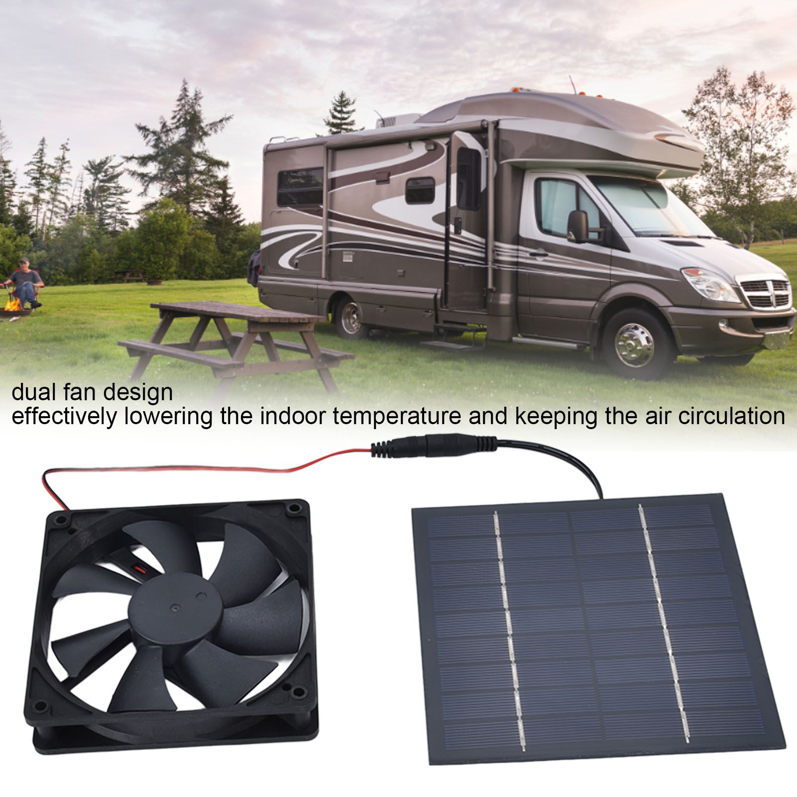 Solar Powered Exhaust Fan 10W Single Fan Waterproof Solar Panel Fan Kit for Chicken Coops Greenhouses V1294-YM0523-3114220029311
