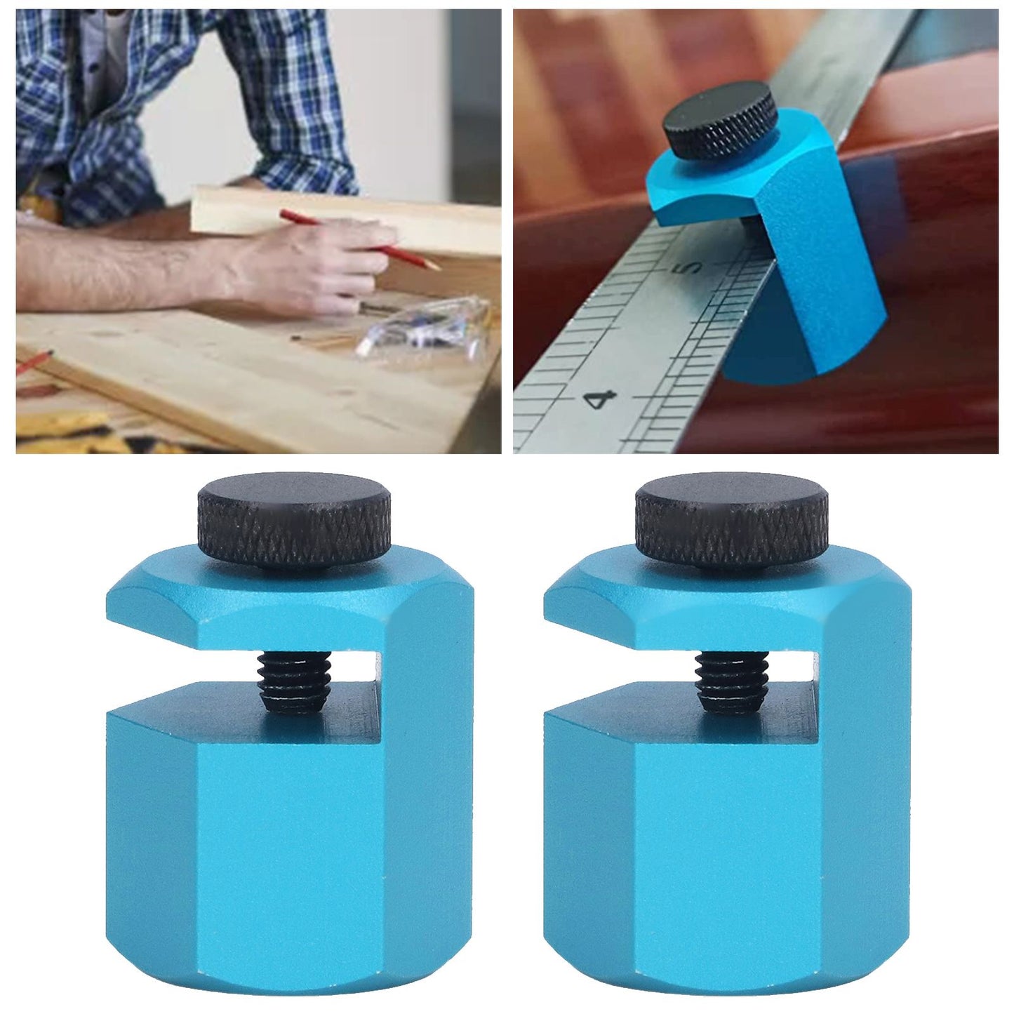 Aluminium Alloy Framing Square Attachment Jig Easy Grip Stair Gauge for Layout Blue V1294-YM0523-3114220029811