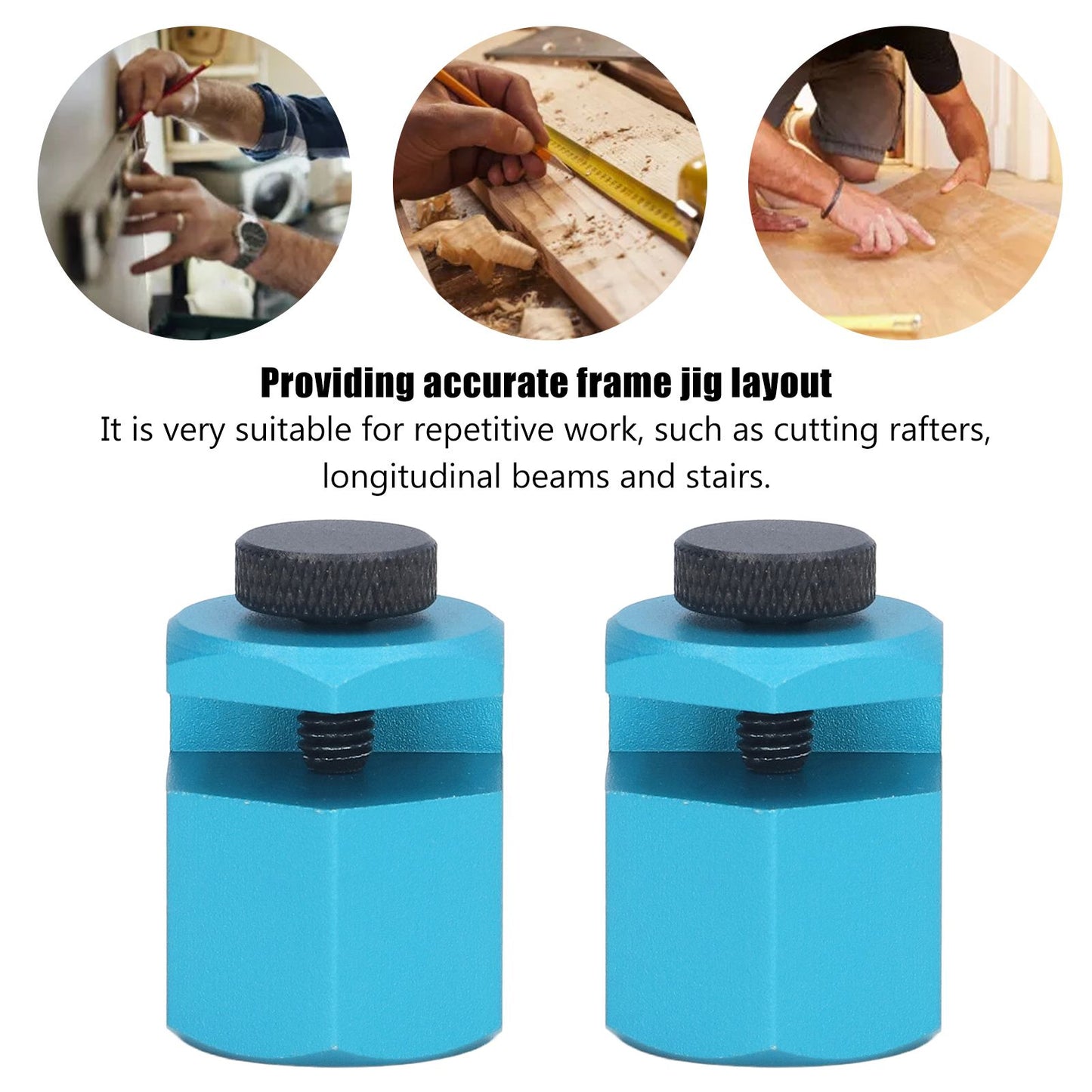 Aluminium Alloy Framing Square Attachment Jig Easy Grip Stair Gauge for Layout Blue V1294-YM0523-3114220029811