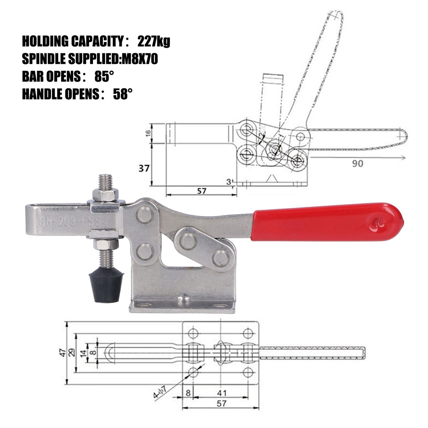 Quick Release Toggle Clamp Stainless Steel Welding Toggle Clamp Woodworking Hand Clamp Tool V1294-YM0523-3114220030511