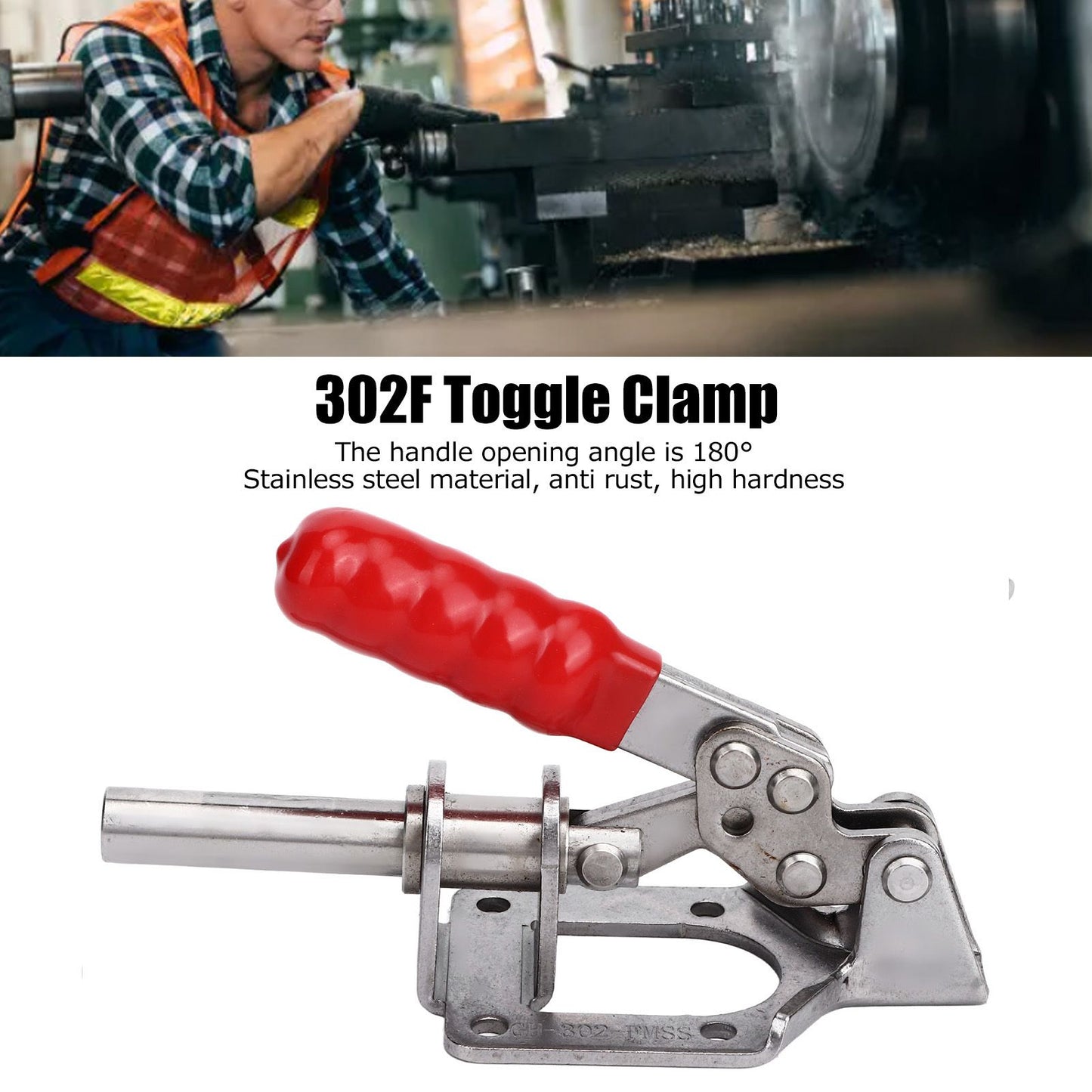 Push Pull Toggle Clamp 302F 136kg Clamping Force Quick Release Toggle Clamp for Equipment Installation Welding V1294-YM0523-3114220031311