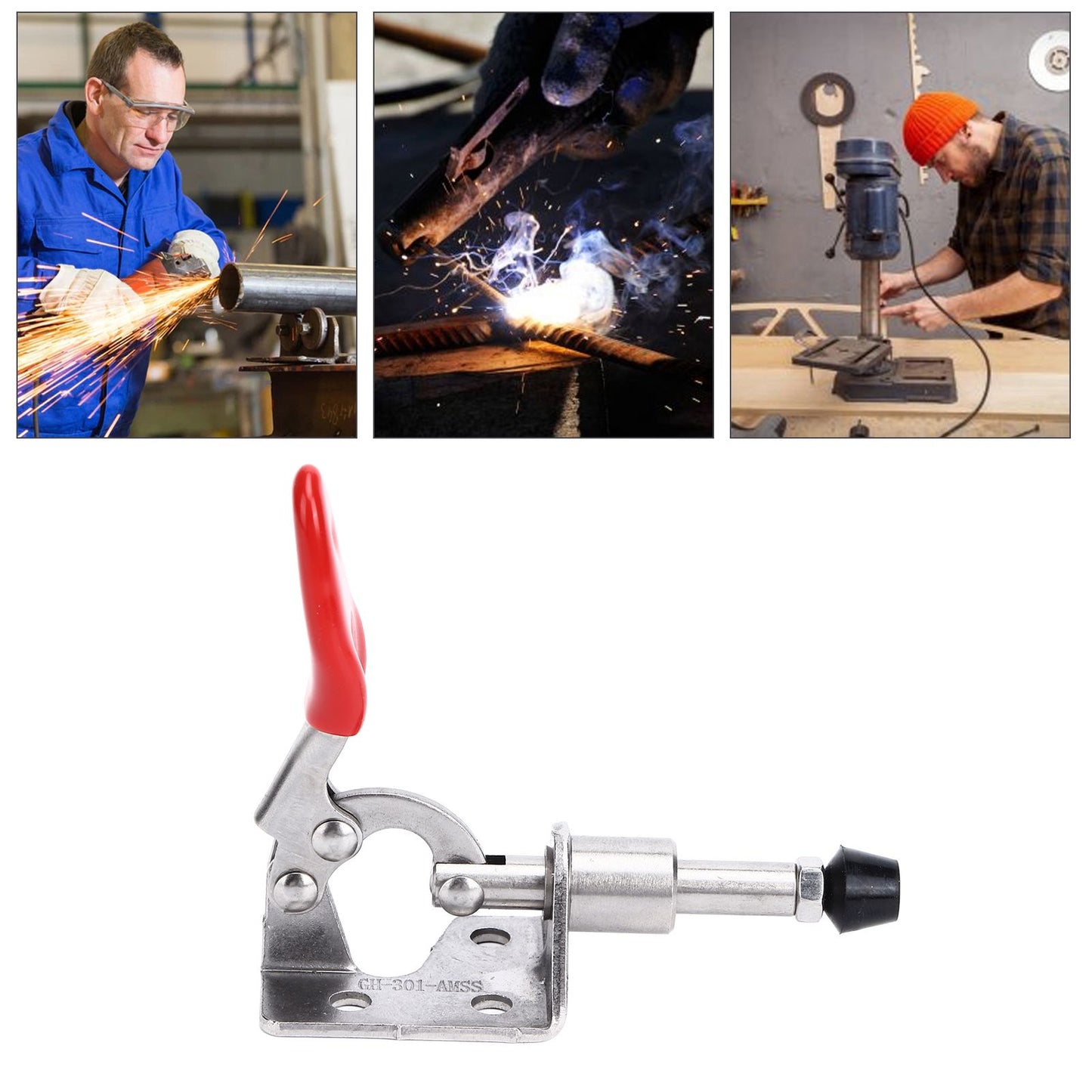 Quick Release Toggle Clamp Stainless Steel 99.2lb Capacity Prevent Slip Push Pull Lever Clamp for Woodworking V1294-YM0523-3114220031411