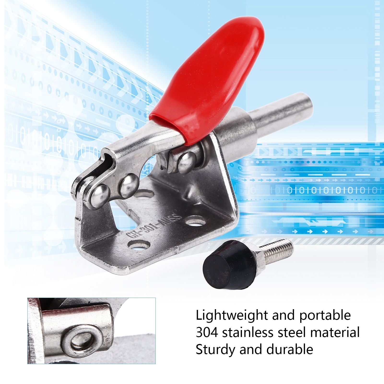 Quick Release Toggle Clamp Stainless Steel 99.2lb Capacity Prevent Slip Push Pull Lever Clamp for Woodworking V1294-YM0523-3114220031411