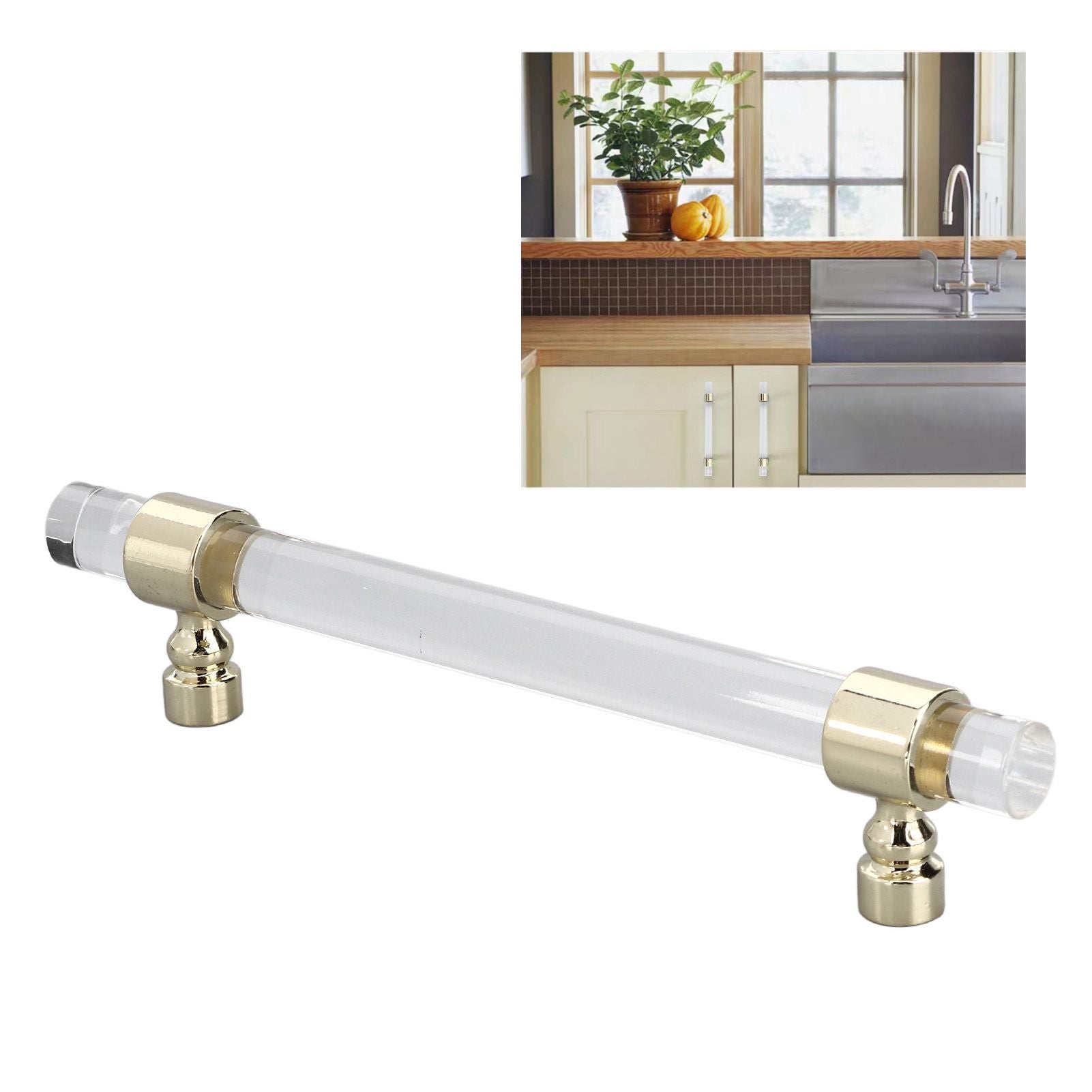 Crystal Acrylic Handle Transparent Easy to Install Drawer Pull Handle for Cabinets Drawers Dressers B01277S V1294-YM0523-3114220031813
