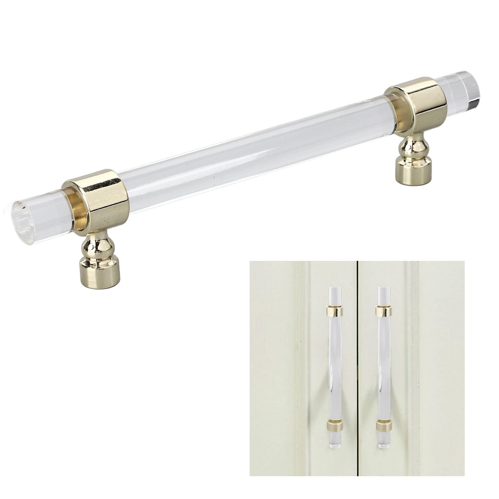 Crystal Acrylic Handle Transparent Easy to Install Drawer Pull Handle for Cabinets Drawers Dressers B01277S V1294-YM0523-3114220031813