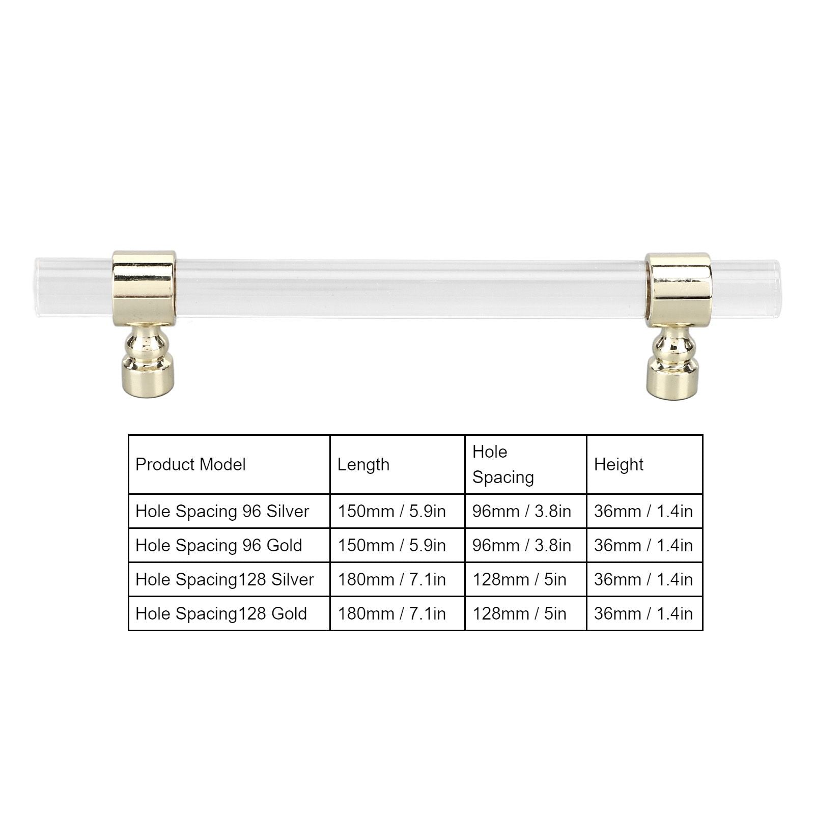 Crystal Acrylic Handle Transparent Easy to Install Drawer Pull Handle for Cabinets Drawers Dressers B01277S V1294-YM0523-3114220031813