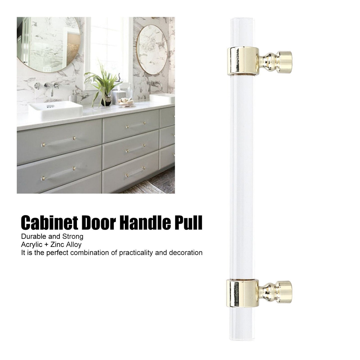 Crystal Acrylic Handle Transparent Easy to Install Drawer Pull Handle for Cabinets Drawers Dressers B01277S V1294-YM0523-3114220031813