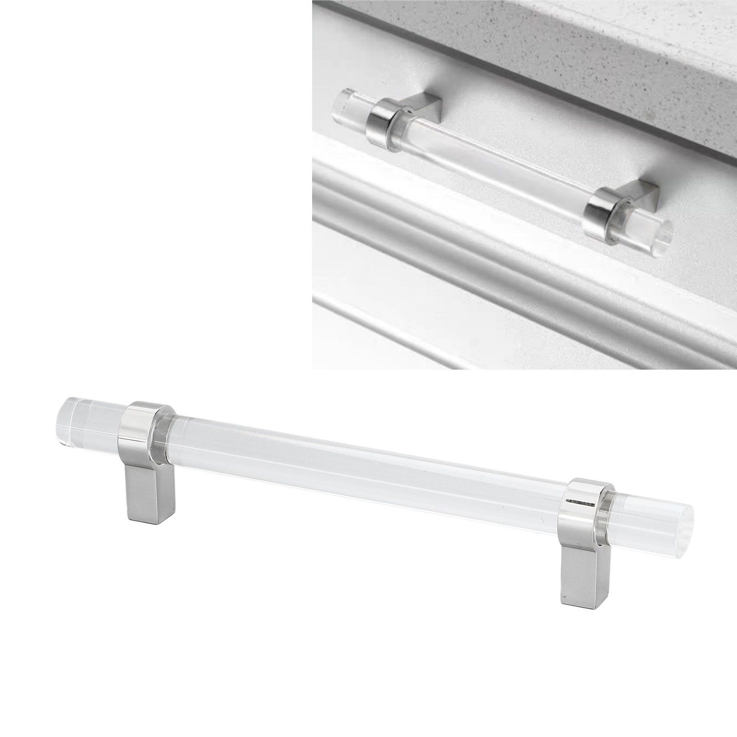 Crystal Acrylic Handle Modern Transparent Drawer Pull Handle for Closets Bookcases Shoe Cabinet Hole Spacing V1294-YM0523-3114220031911