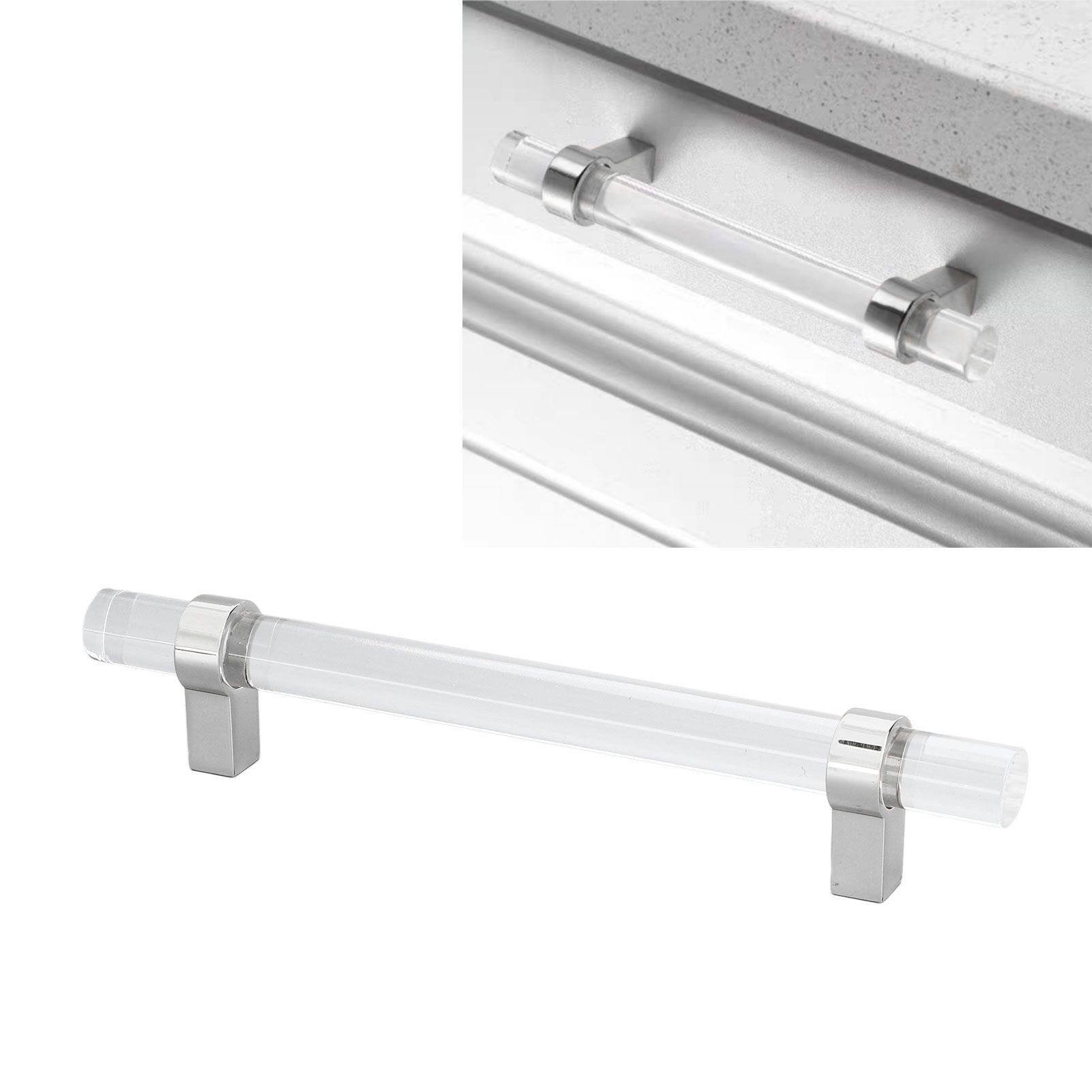 Crystal Acrylic Handle Modern Transparent Drawer Pull Handle for Closets Bookcases Shoe Cabinet Hole Spacing V1294-YM0523-3114220031911