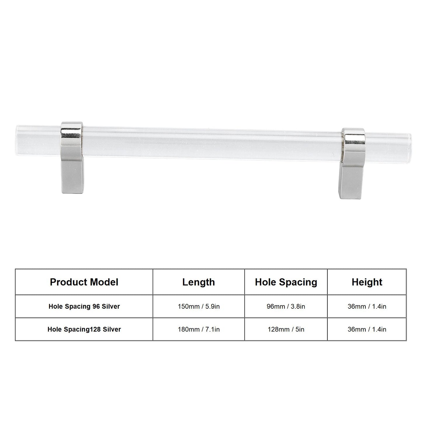Crystal Acrylic Handle Modern Transparent Drawer Pull Handle for Closets Bookcases Shoe Cabinet Hole Spacing V1294-YM0523-3114220031911