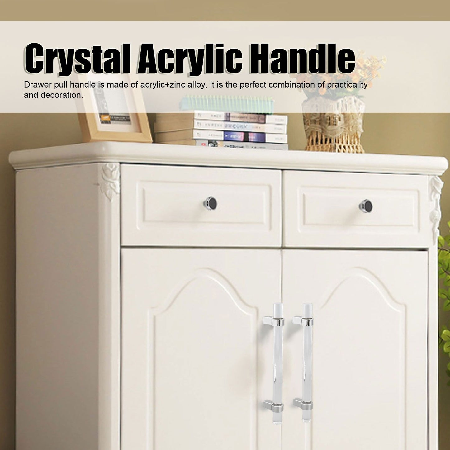 Crystal Acrylic Handle Modern Transparent Drawer Pull Handle for Closets Bookcases Shoe Cabinet Hole Spacing V1294-YM0523-3114220031911