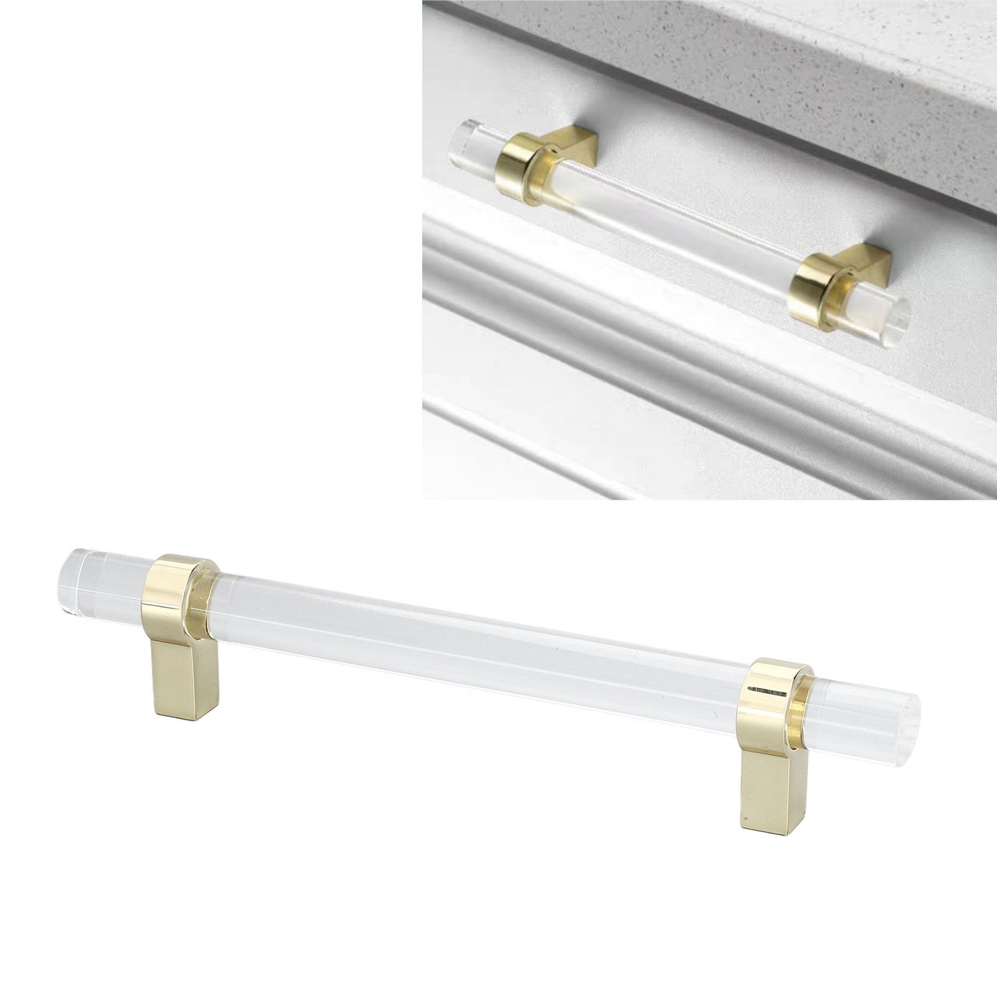 Crystal Acrylic Handle Modern Transparent Drawer Pull Handle for Closets Bookcases Shoe Cabinet Hole V1294-YM0523-3114220031914