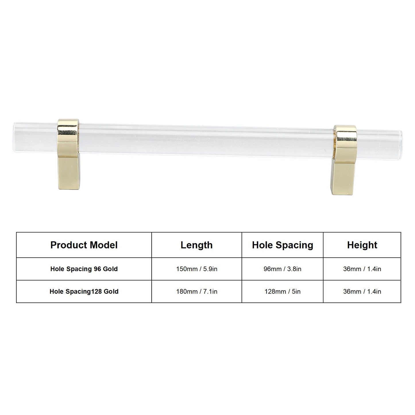 Crystal Acrylic Handle Modern Transparent Drawer Pull Handle for Closets Bookcases Shoe Cabinet Hole V1294-YM0523-3114220031914
