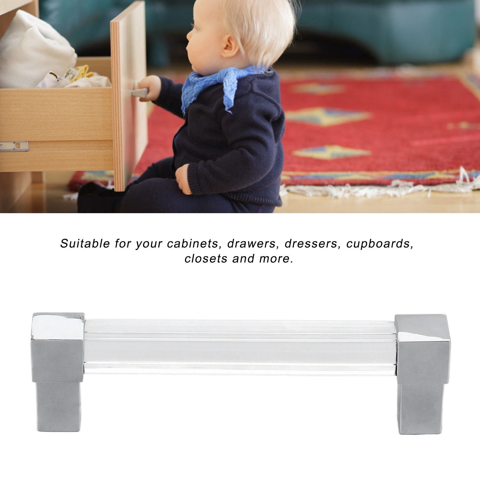 Acrylic Drawer Pulls Single Hole Crystal Cabinet Drawer Pulls for Kitchen Cabinets Dresser Cupboard Hole V1294-YM0523-3114220032211