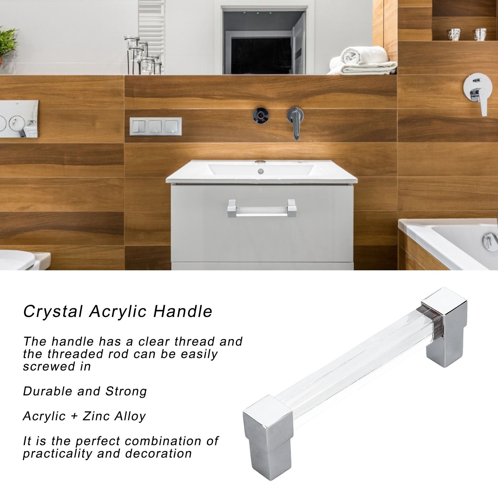 Acrylic Drawer Pulls Single Hole Crystal Cabinet Drawer Pulls for Kitchen Cabinets Dresser Cupboard Hole V1294-YM0523-3114220032214