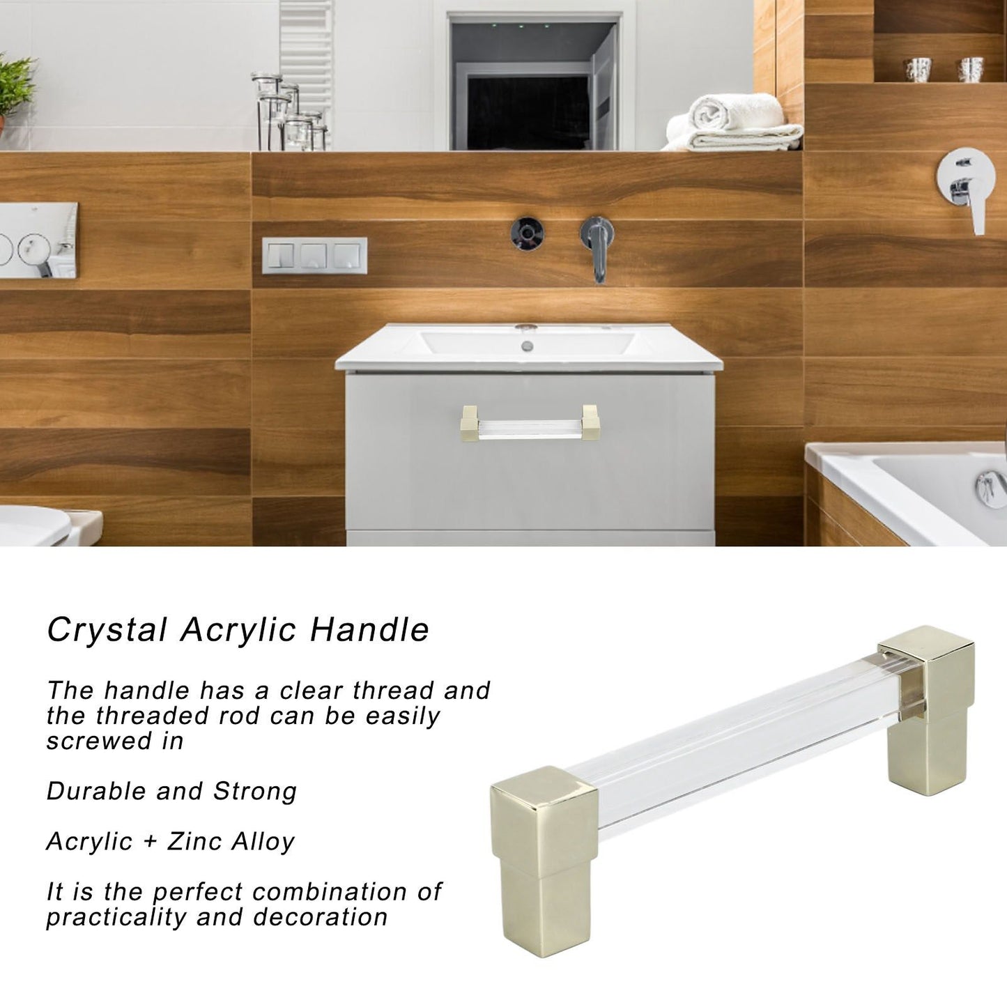 Acrylic Drawer Pulls Single Hole Crystal Cabinet Drawer Pulls for Kitchen Cabinets Dresser Cupboard Hole V1294-YM0523-3114220032215