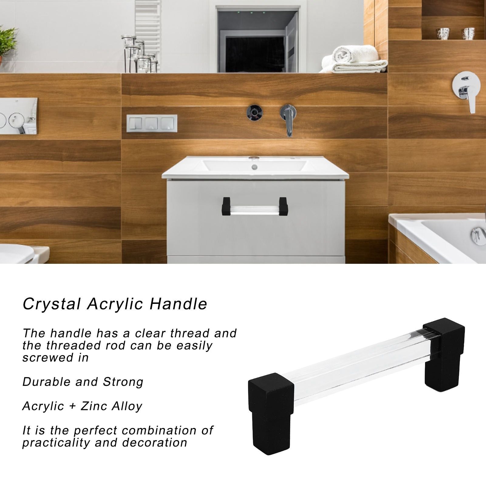 Acrylic Drawer Pulls Single Hole Crystal Cabinet Drawer Pulls for Kitchen Cabinets Dresser Cupboard Hole V1294-YM0523-3114220032216