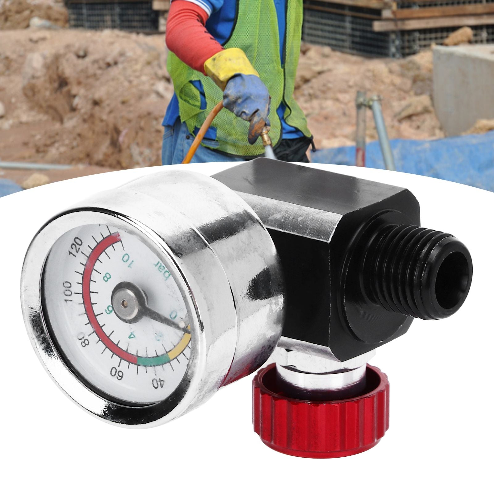 G1/4 140psi Air Pressure Regulator Spray Paint Air Pressure Regulator Airbrush Adjusting Valve V1294-YM0523-3114220032511