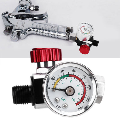 G1/4 140psi Air Pressure Regulator Spray Paint Air Pressure Regulator Airbrush Adjusting Valve V1294-YM0523-3114220032511