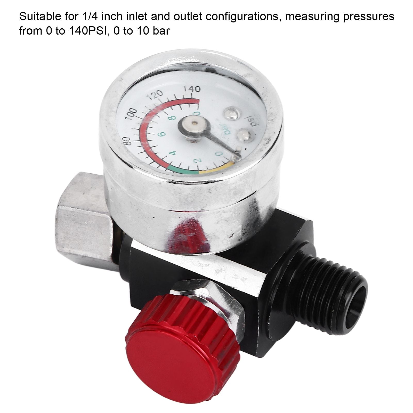 G1/4 140psi Air Pressure Regulator Spray Paint Air Pressure Regulator Airbrush Adjusting Valve V1294-YM0523-3114220032511