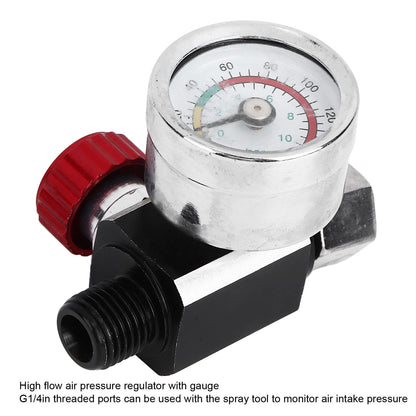 G1/4 140psi Air Pressure Regulator Spray Paint Air Pressure Regulator Airbrush Adjusting Valve V1294-YM0523-3114220032511